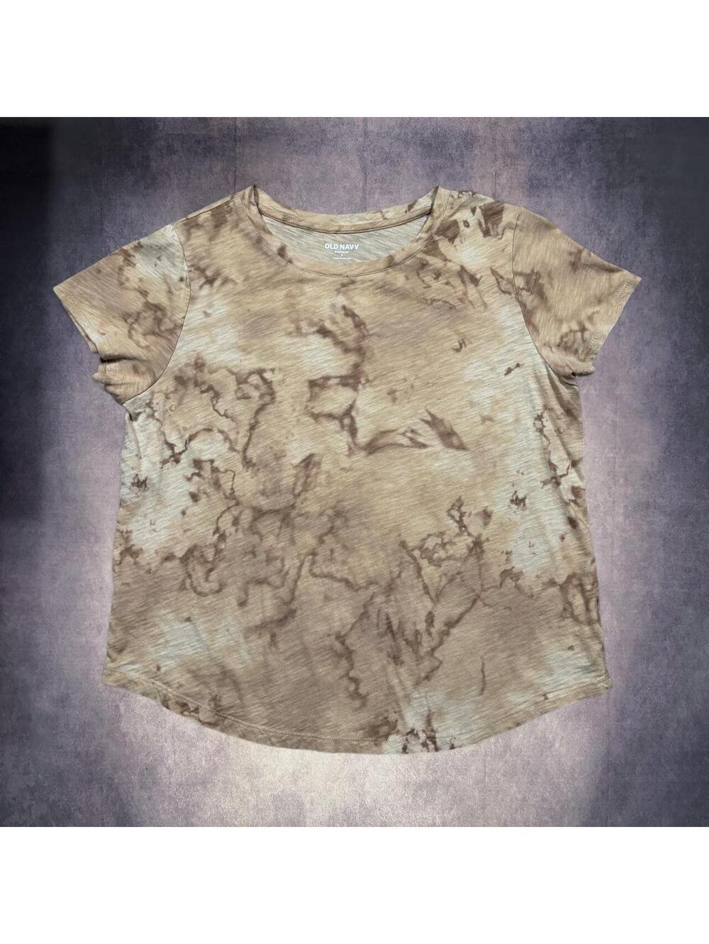 Old Navy tan & brown tie-dye T-shirt